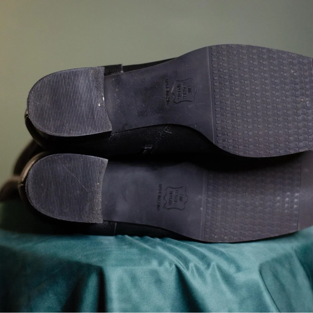 Black Leather Women's Wide Calf Moto Boots - Picture 9 of 9